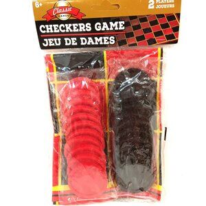 Classic Games Checkers Game 2 Players Ages 6+ Strategic Board Game